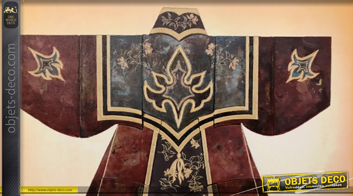 Série de 3 tableaux sur le thème des kimonos, ambiance asiatique colorée, modèle 2, 40x50cm