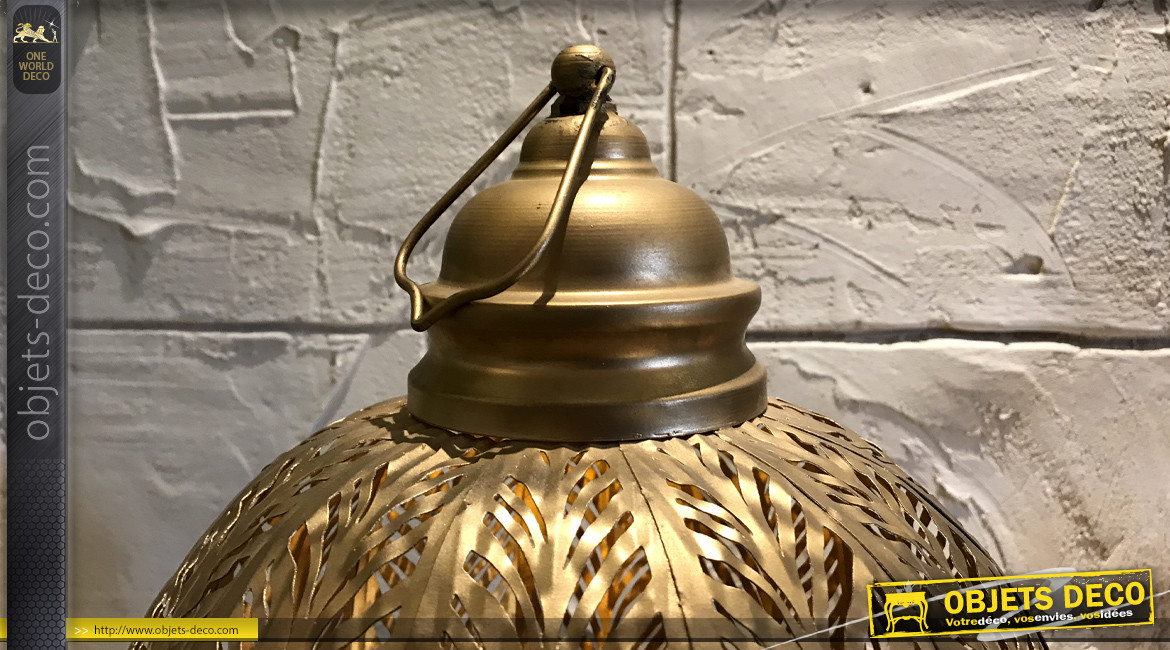 Lanterne en métal style cage dorée, dégradé de couleurs indus, ambiance moderne, Ø26cm / 51cm