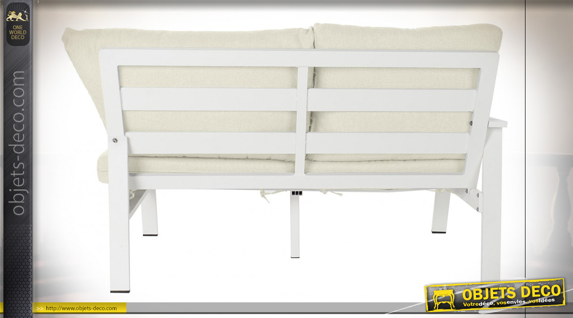 Canapé en aluminium finition blanc crème de style moderne, 212cm
