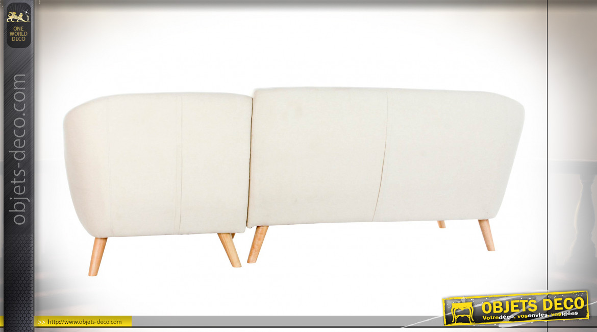 Canapé d'angle de style scandinave finition blanc d'Espagne, 226cm
