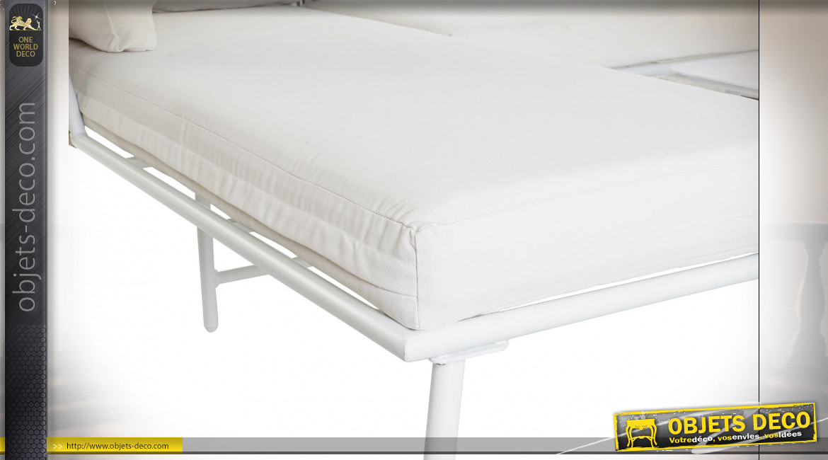Canapé de style moderne en aluminium finition beige et blanc de saturne, 196cm