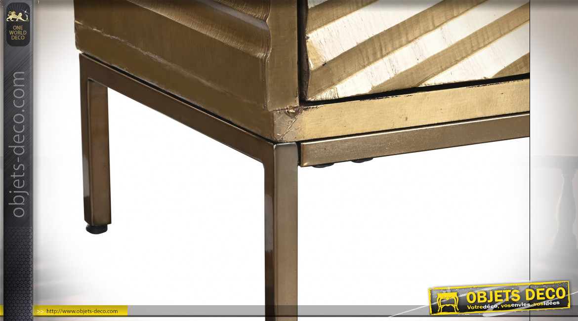 Buffet 2 portes en bois de manguier finition laiton ambiance moderne chic, 160cm