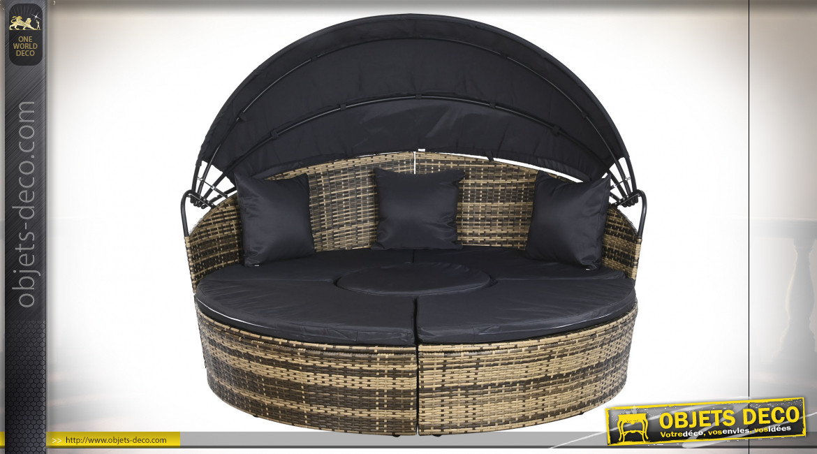 CHILL OUT LIT ROTIN SYNTHÉTIQUE ACIER 175X175X145