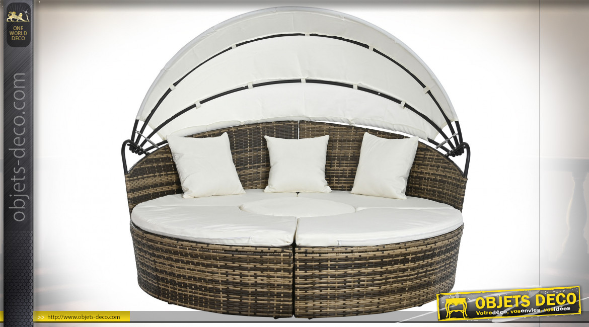 CHILL OUT LIT ROTIN SYNTHÉTIQUE ACIER 175X175X145