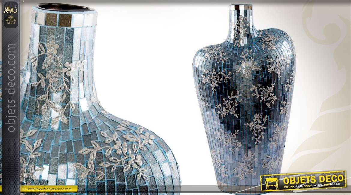 Vase style mosaïque précieuse en céramique et verre 52 cm