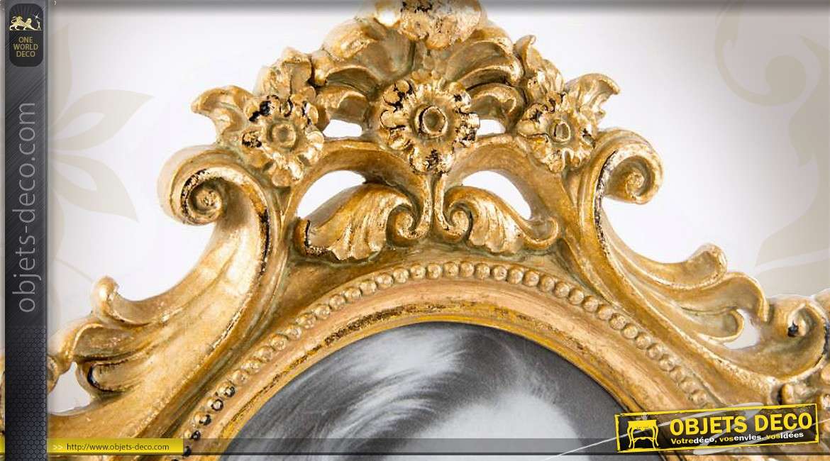 Cadre photo à poser de style baroque finition dorée 28 cm