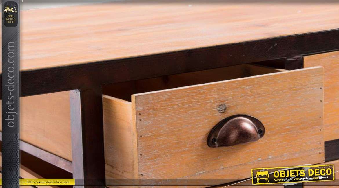 Meuble pour télévision en bois et en métal à 4 tiroirs