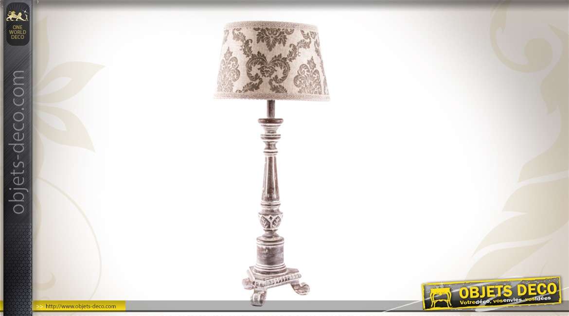 Lampe de table en bois avec abat-jour de style baroque