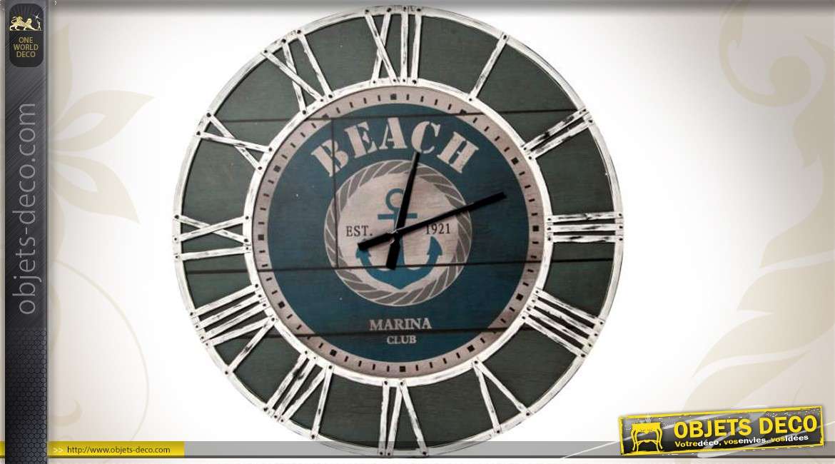 Gande horloge murale en métal 76 cm style Bord de mer