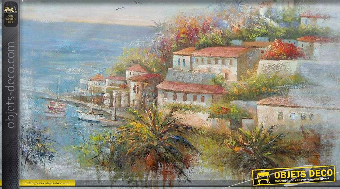 2 grands tableaux sur toile : paysages méditerranéens 120 x 90 cm