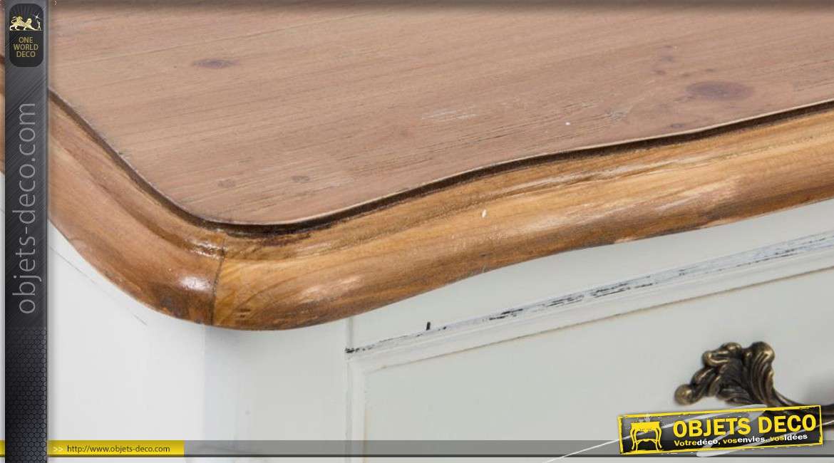 Table de chevet en bois de style classique à 3 tiroirs