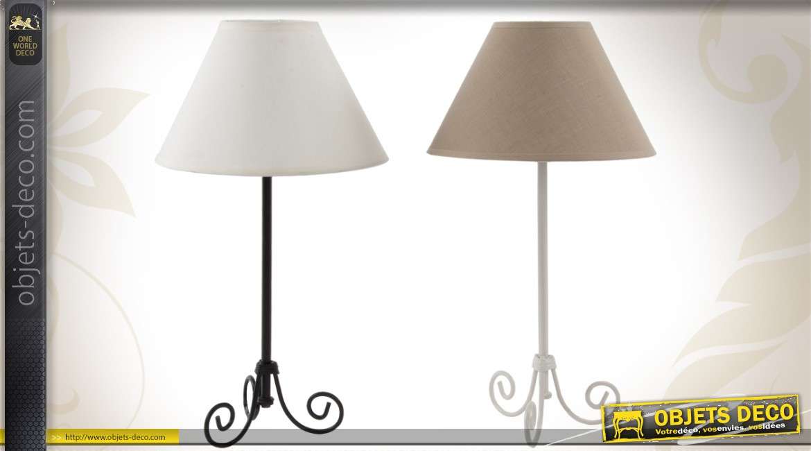 Duo de lampes de table en métal et abat-jour 2 couleurs