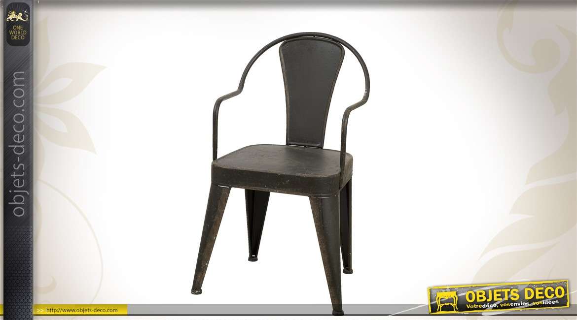 Chaise de style industriel en métal coloris noir
