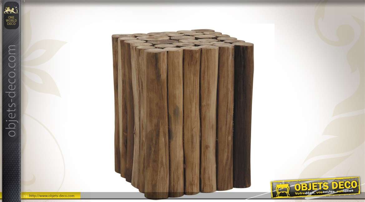 Tabouret carré en bois recyclé