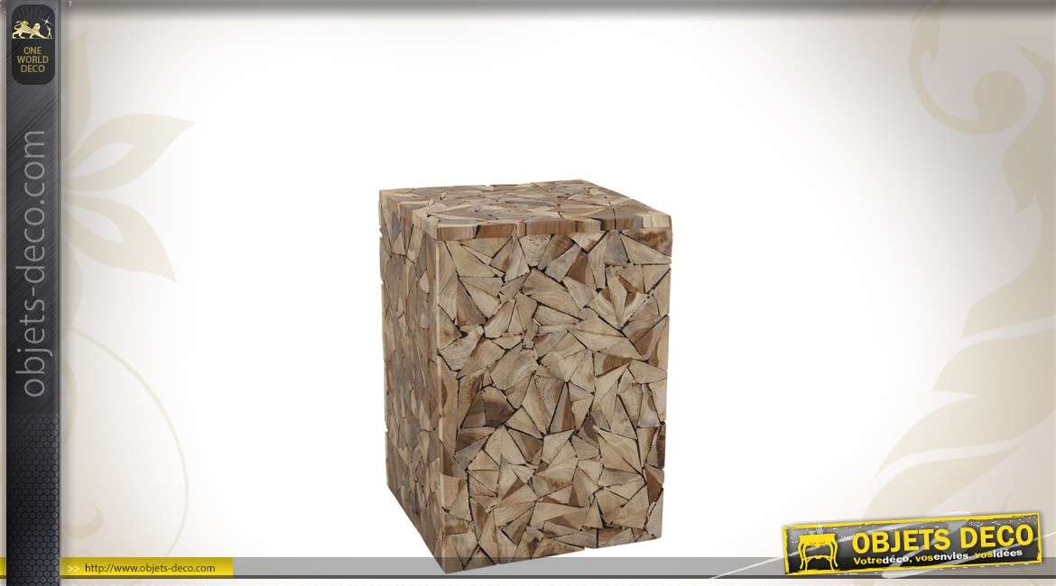 Tabouret en bois  recyclé rectangulaire