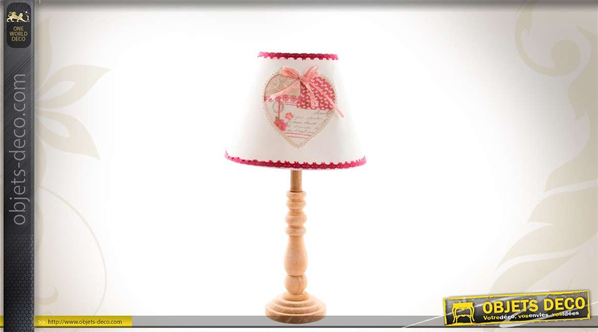 Lampe de table en bois et abat-jour de charme