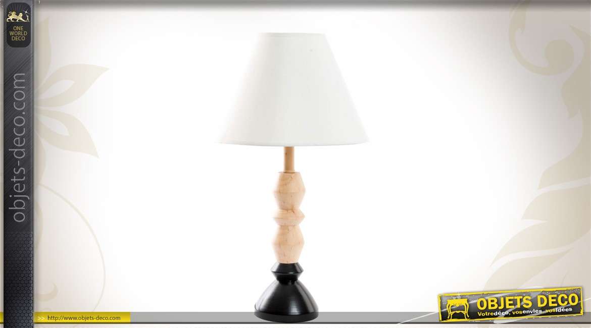 Lampe de table en bois 3 couleurs