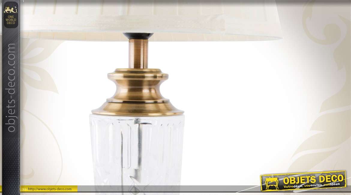 Lampe de salon de style rétro en métal et verre 58 cm