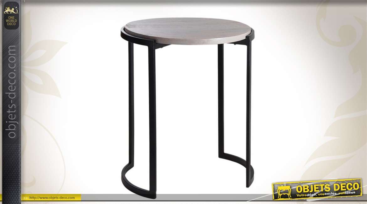 Série de 3 tables gigognes bois et métal coloris noir