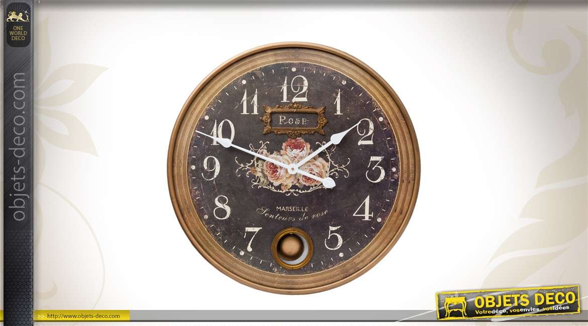 Horloge en bois vieillie avec balancier