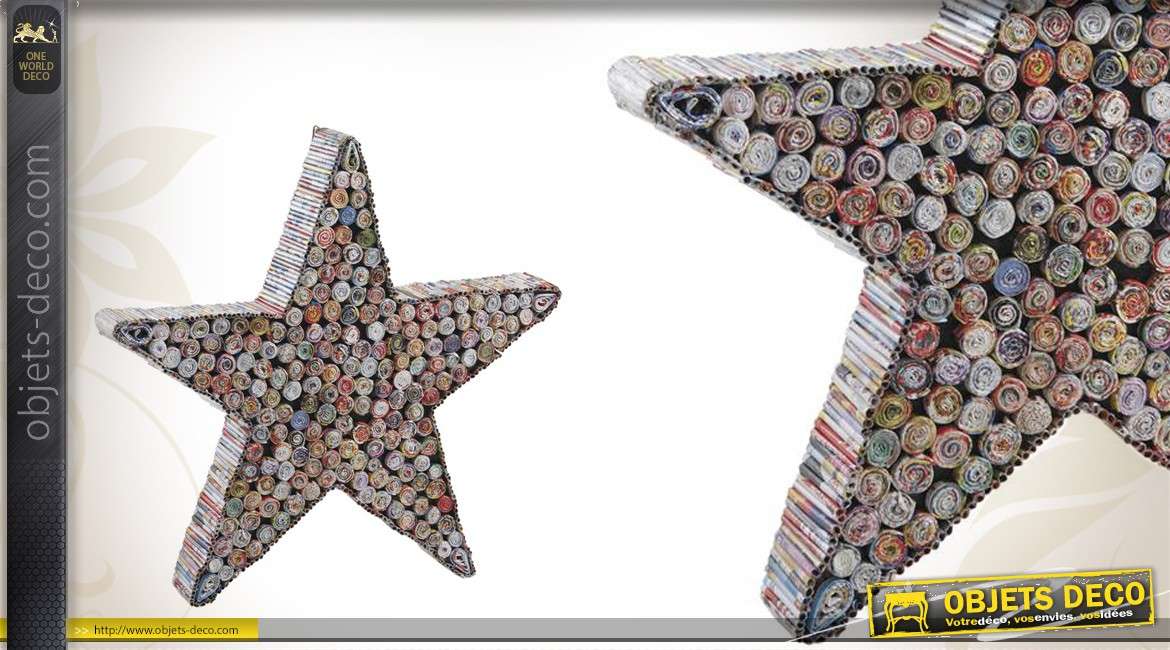 Déco étoile en papier recyclé et médium