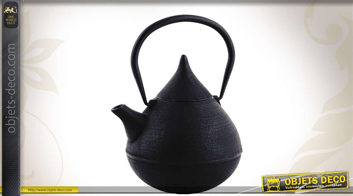Théière en fonte 1,1 L coloris noir avec passoire à thé