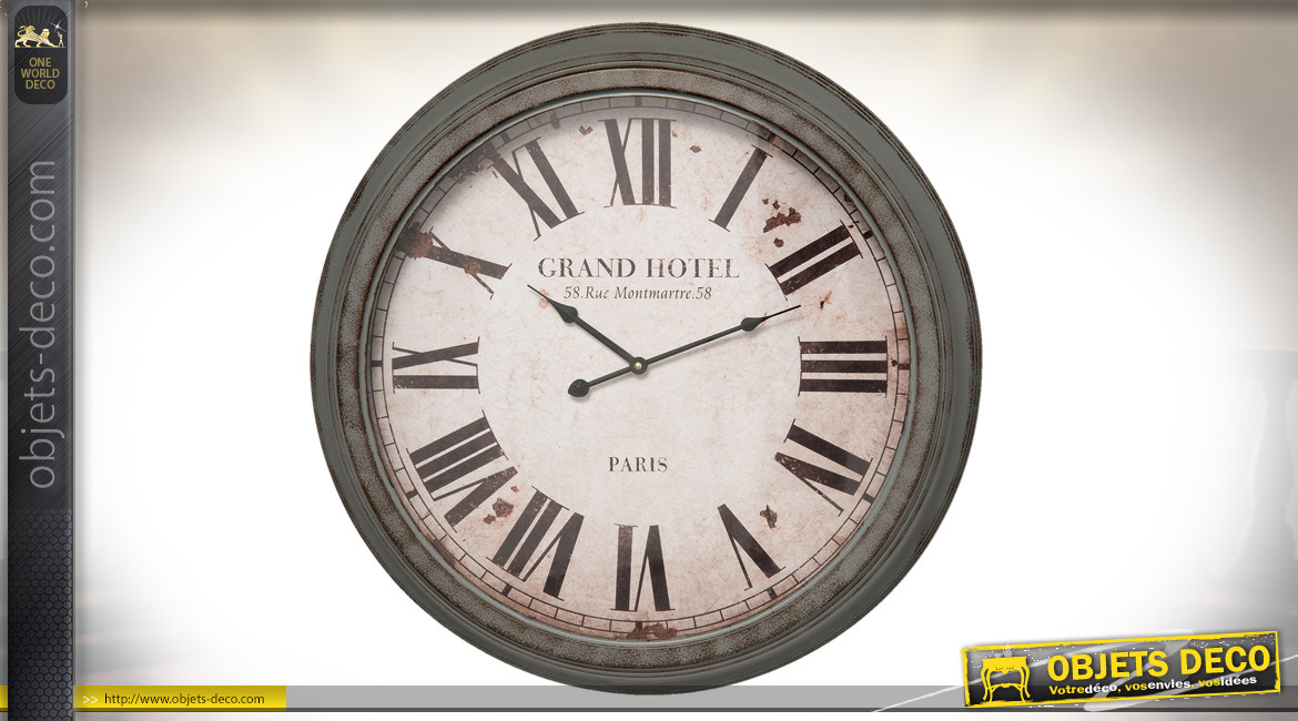 Horloge en métal de style rétro avec finition oxydée Ø 65 cm