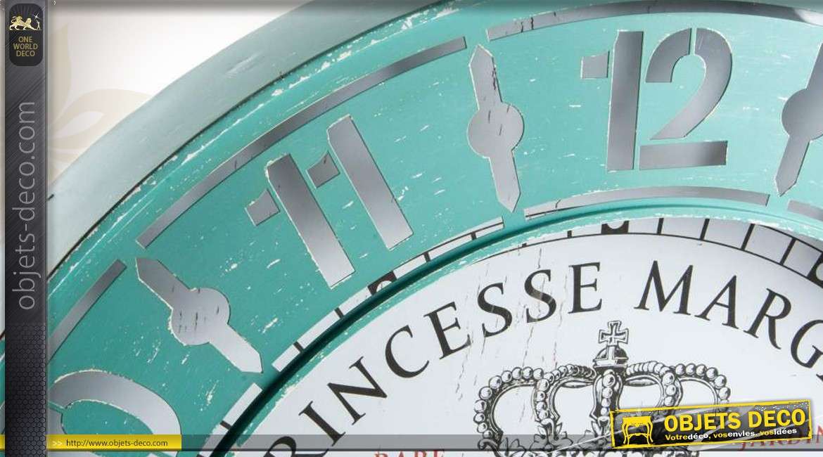 Horloge murale Princesse Margaux bleu patiné