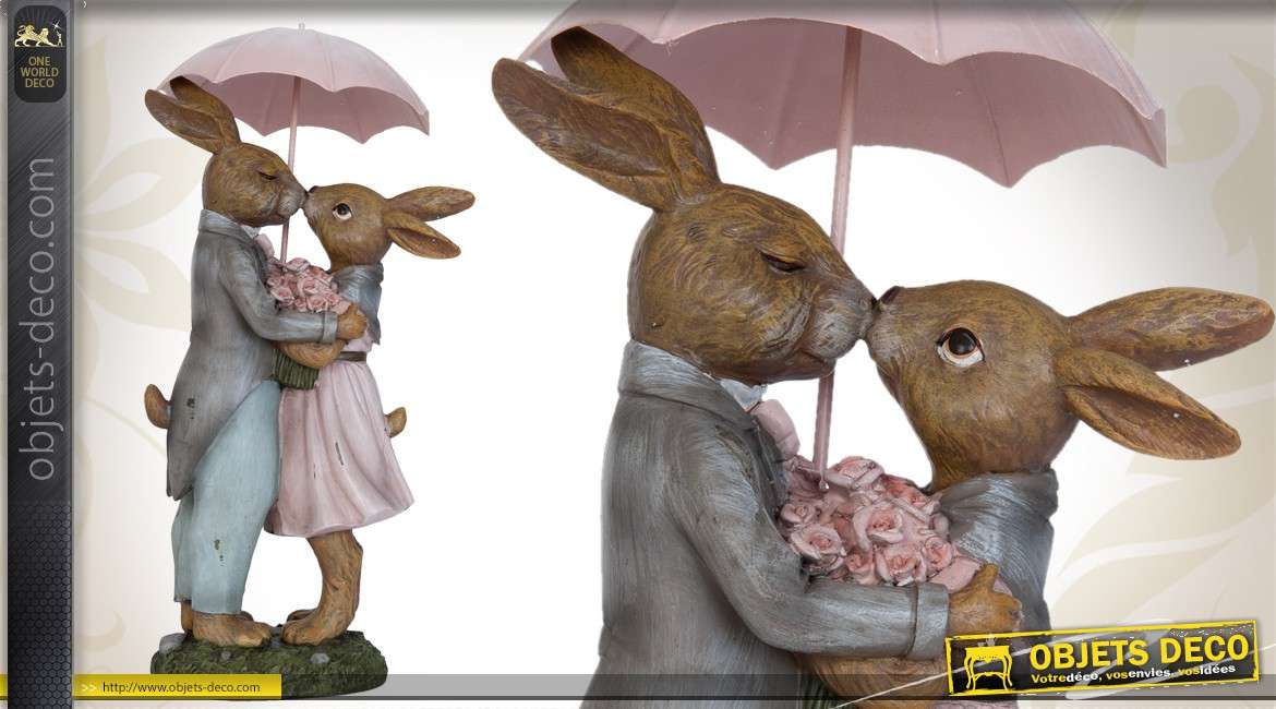 Statuette couple de lapins amoureux
