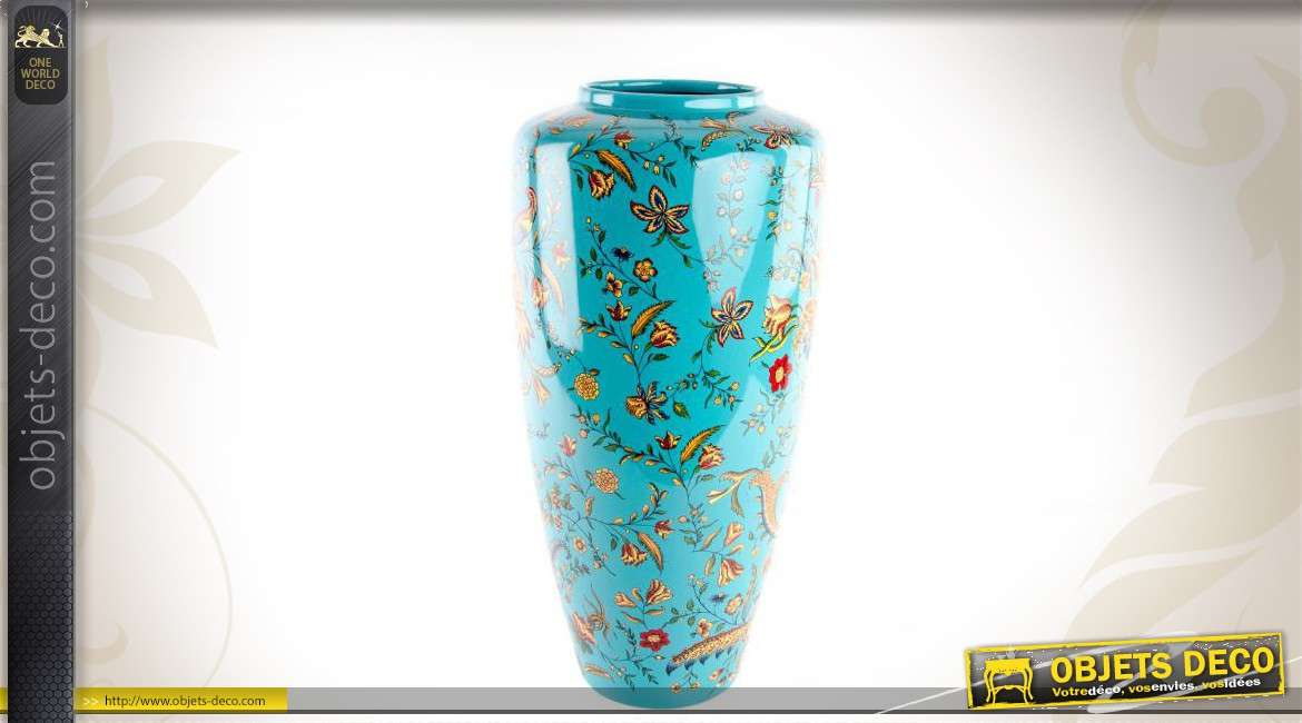 Vase décoratif en céramique coloris turquoise