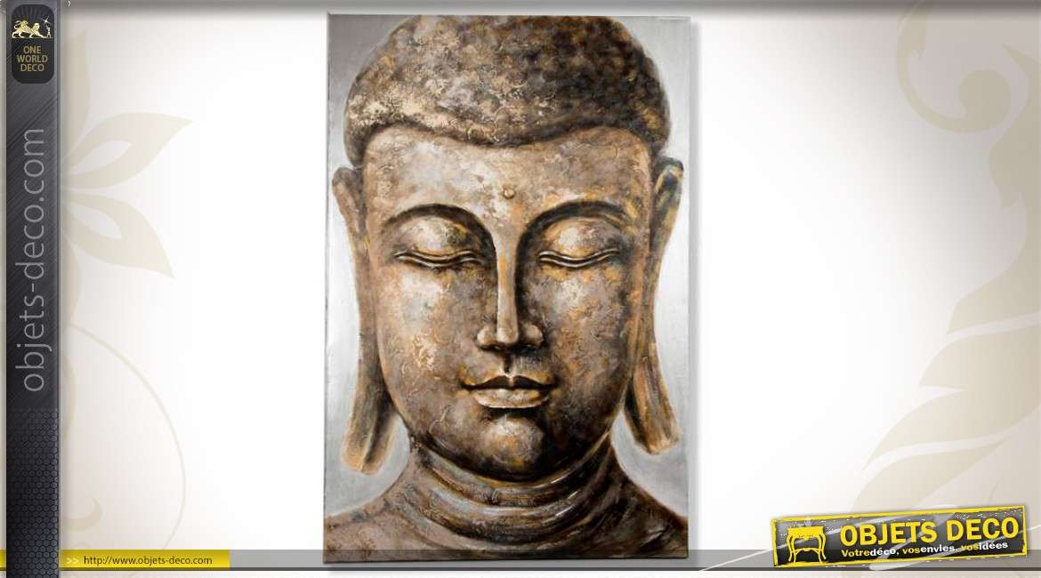 Tableau en relief représentant une tête de bouddha 150 x 100 cm