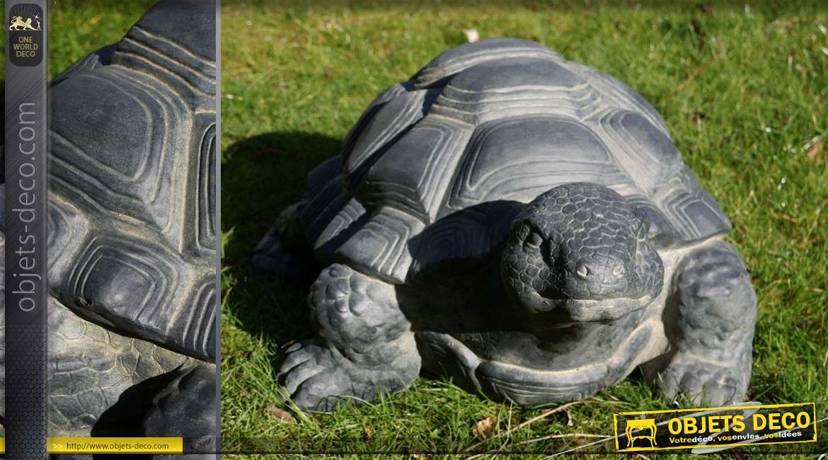 Statuette animalière grande tortue de jardin
