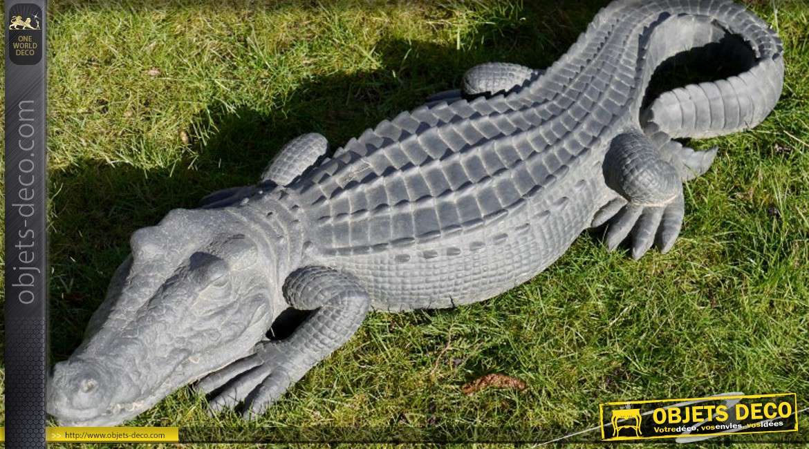Grande statuette d'ornementation : crocodile (96 cm)