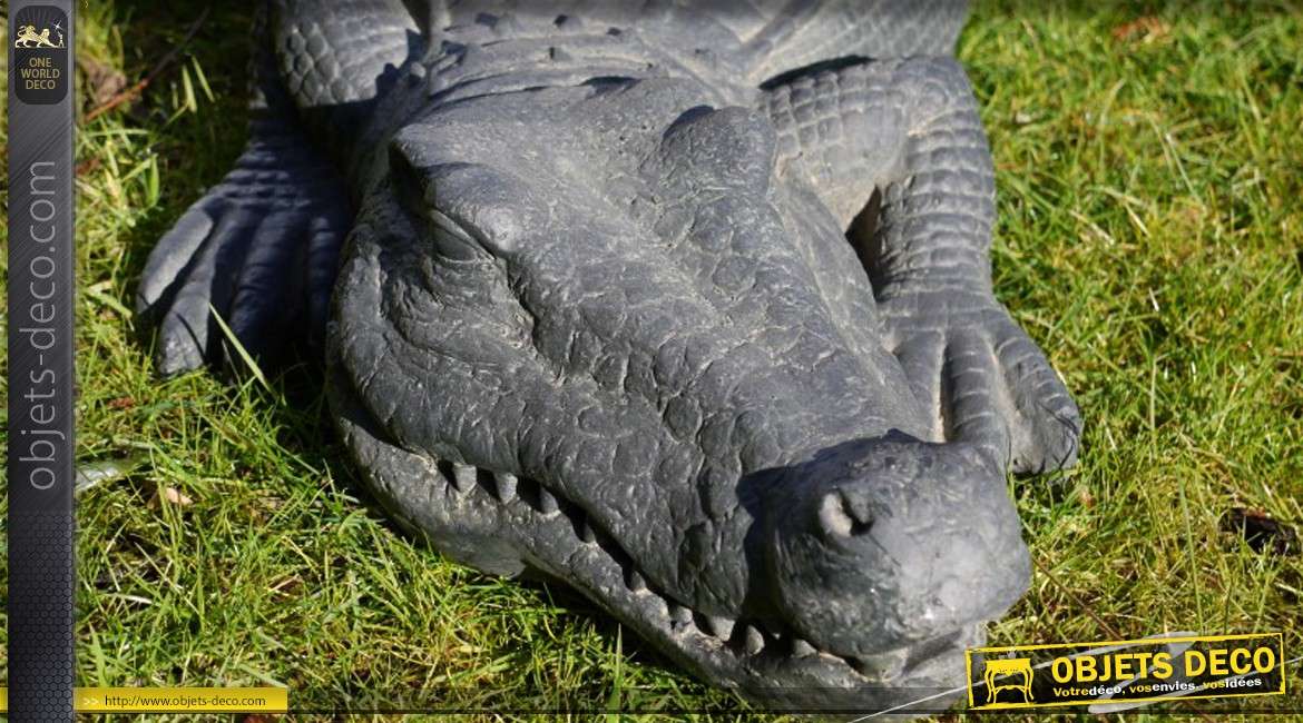 Grande statuette d'ornementation : crocodile (96 cm)