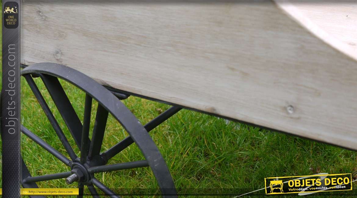 Chariot jardinière de style rétro en bois et métal 86 cm