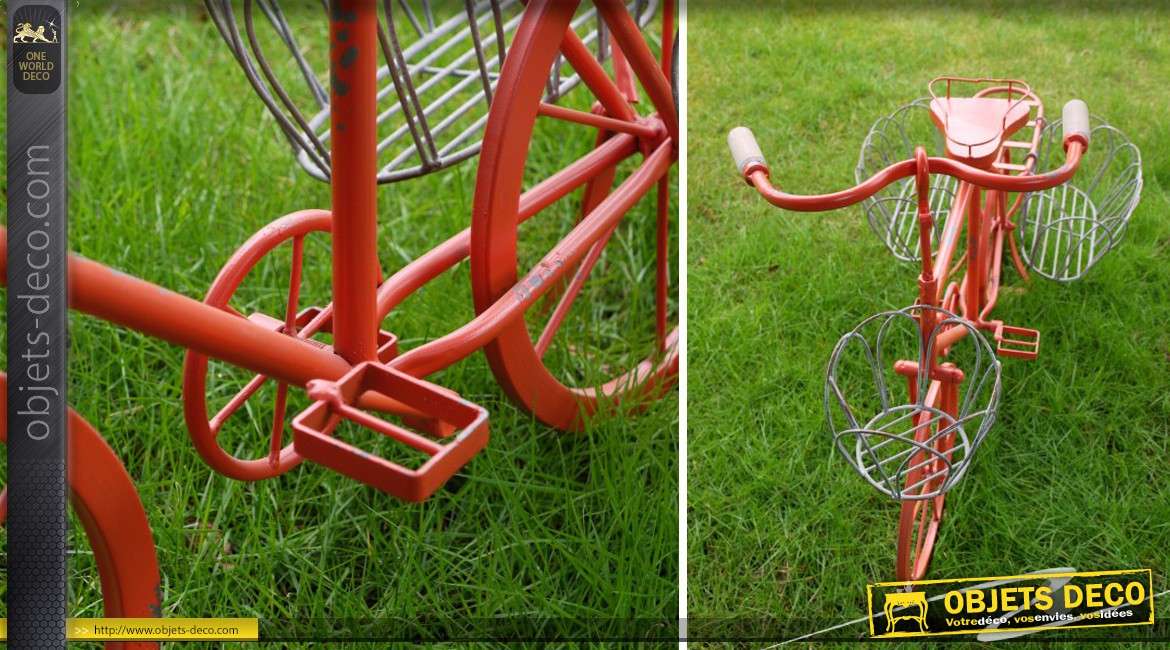 Vélo porte-plantes façon bicyclette rouge pour enfant 59 cm