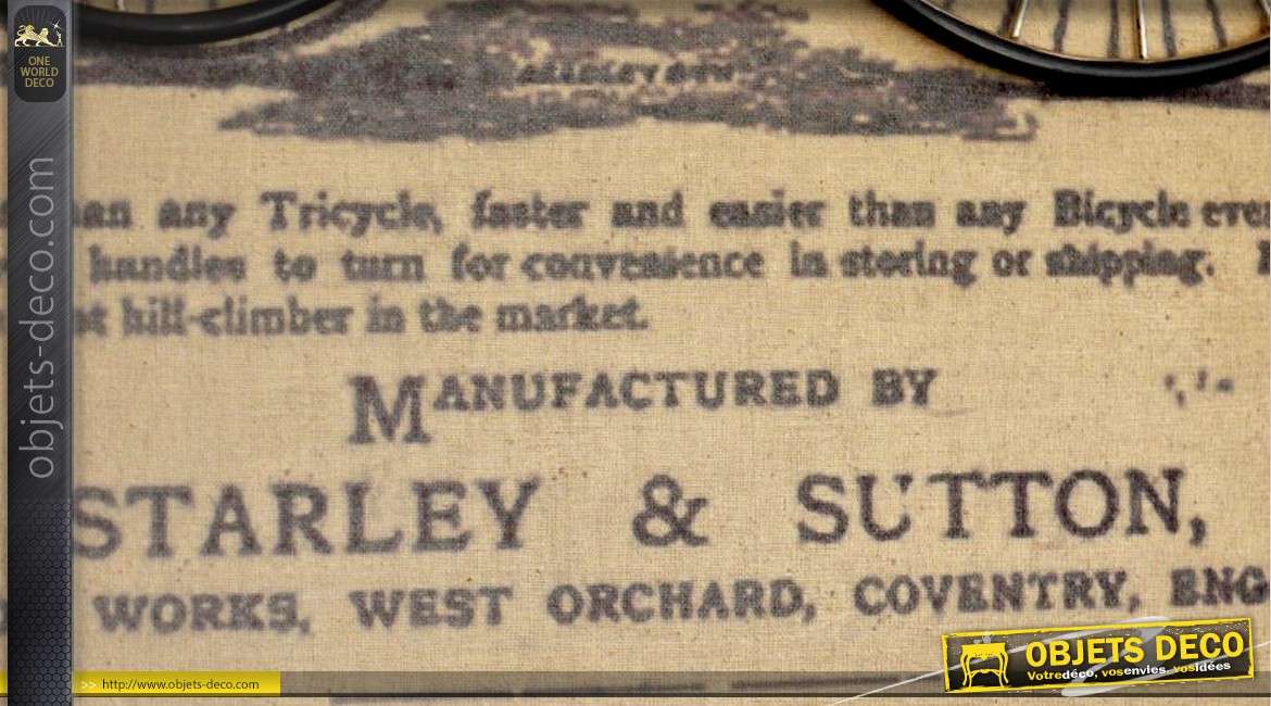 Plaque vintage métal en relief : bicyclette Starley & Sutton