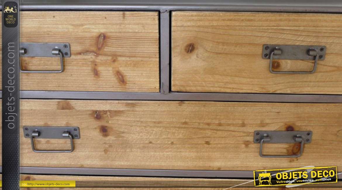 Commode en bois et métal de style rétro et industriel à 4 tiroirs