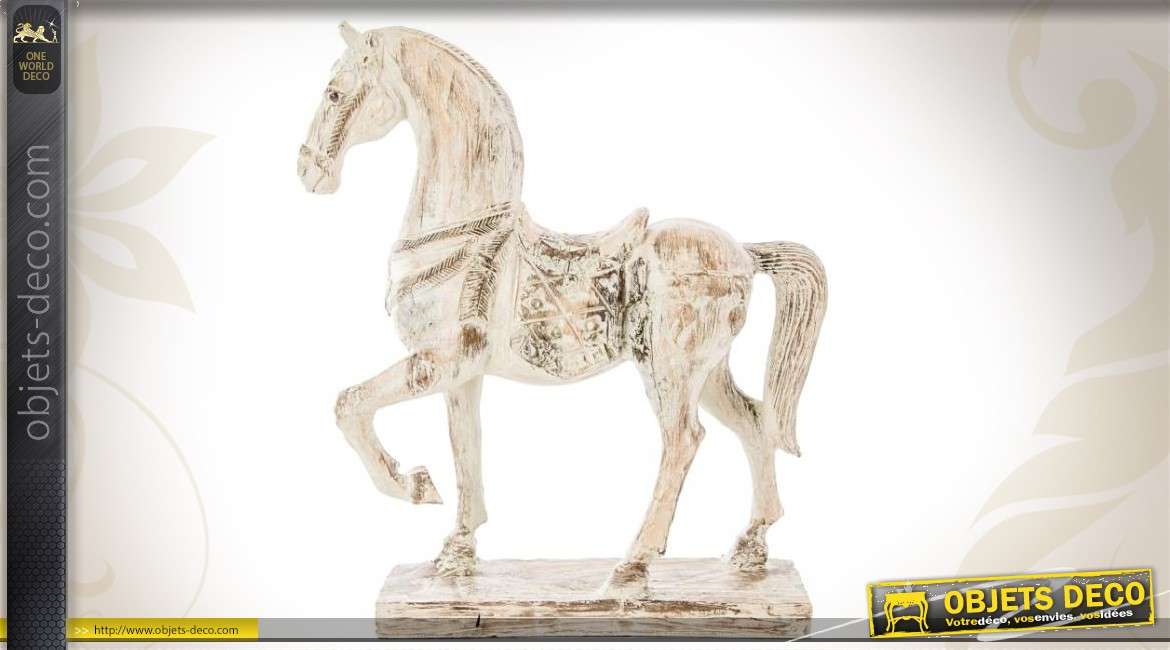 Statuette décorative de cheval finition ancienne