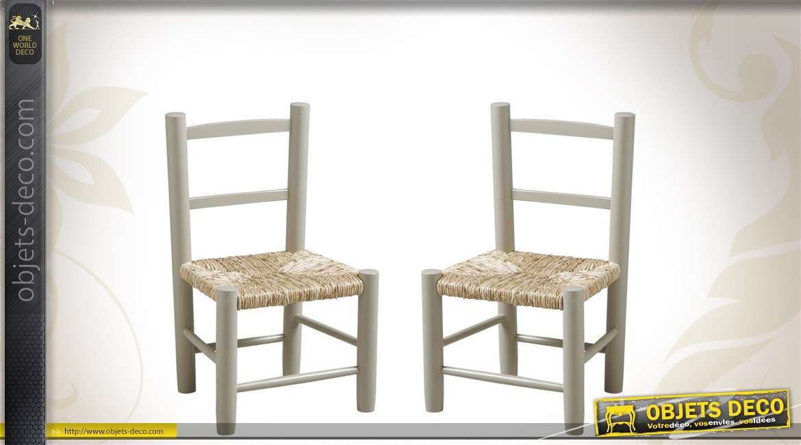 Duo de chaises en hêtre gris clair pour enfant