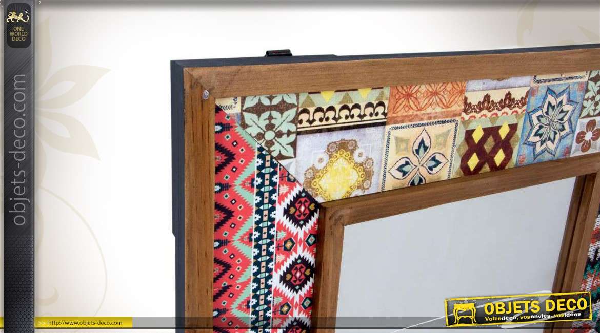 Miroir décoratif en bois motifs ethniques