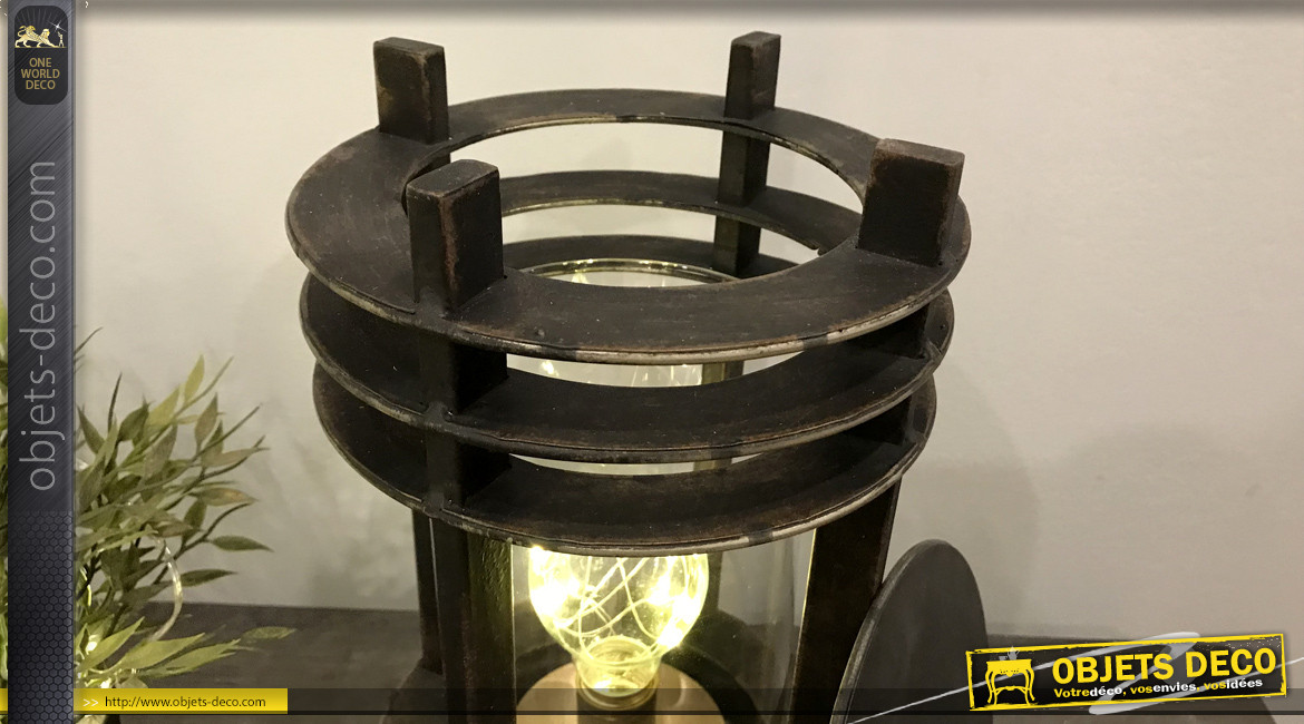 Lanterne ronde en métal style industriel et rétro 31 cm