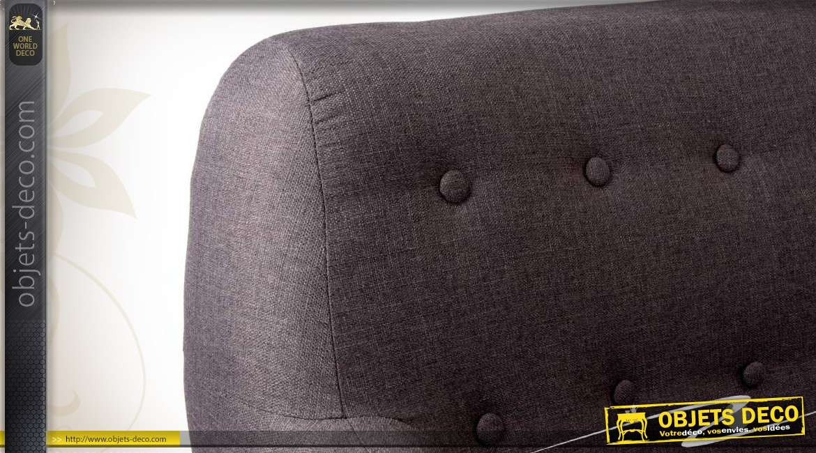Canapé 2 places en bois et habillage tissu coloris gris