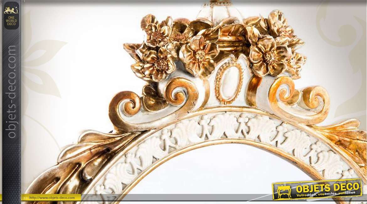Miroir ovale doré style baroque avec angelots 43 cm