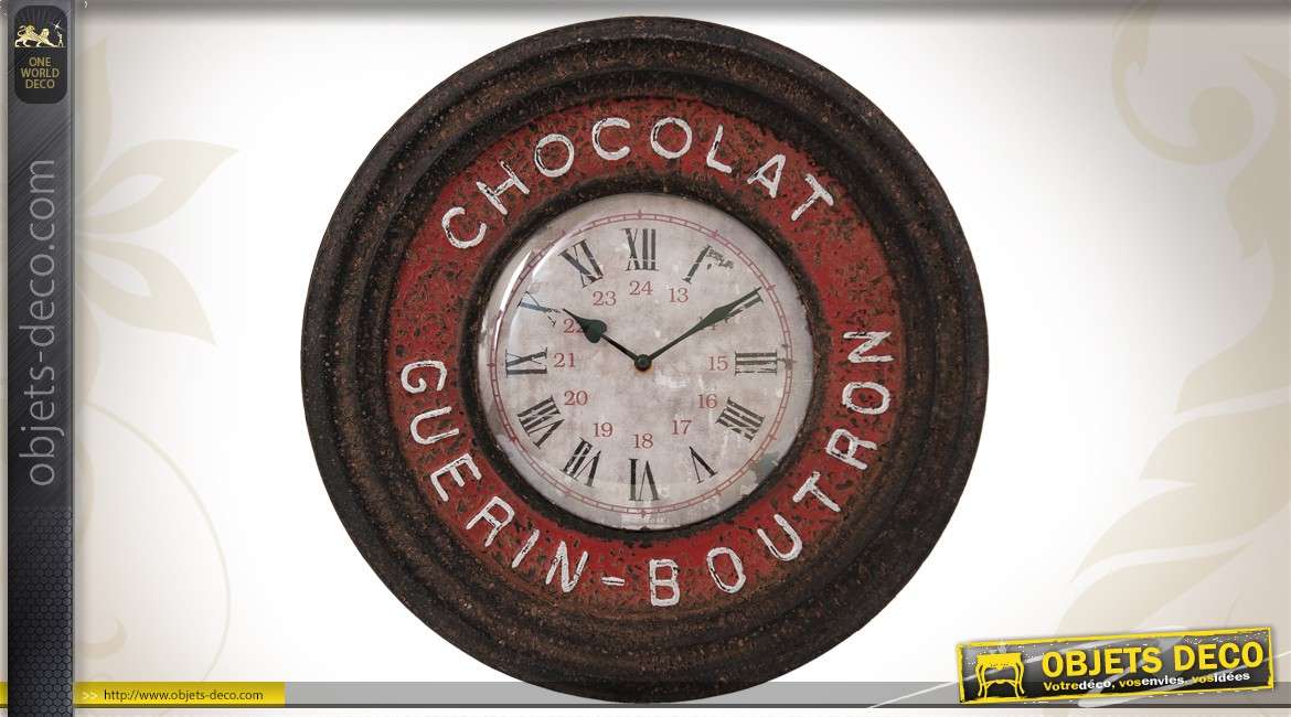 Horloge déco en métal vieilli Chocolat Guérin-Boutron