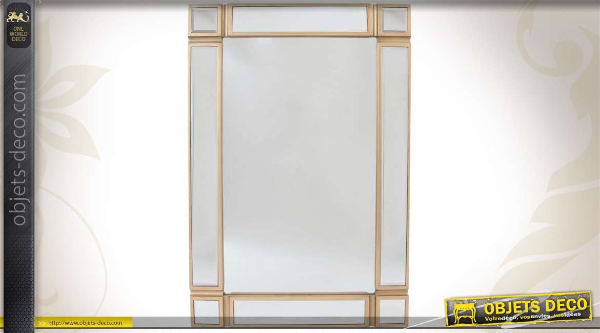Miroir rectangulaire en bois finition dorée à parcloses 90 cm