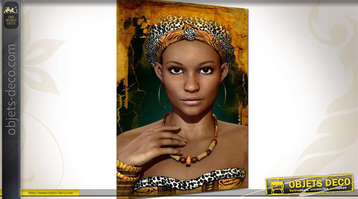 Grand tableau 120 x 80 sous verre trempé : Jeune femme africaine
