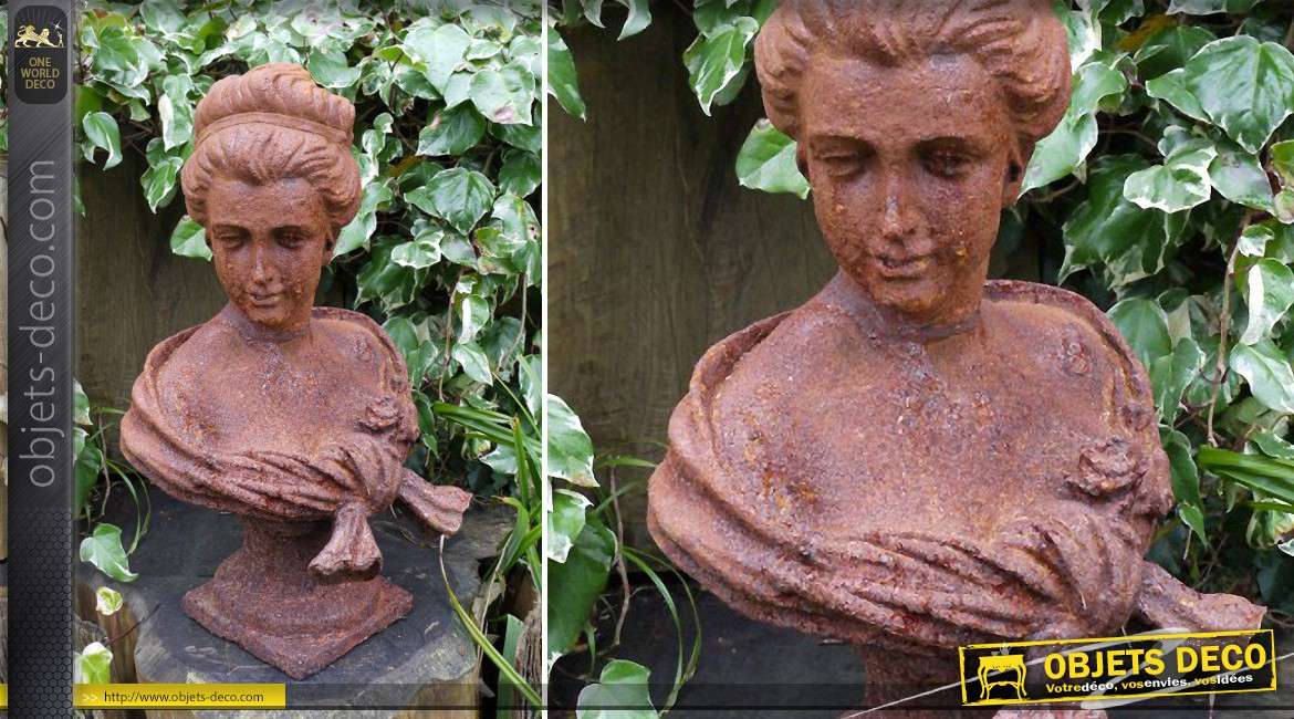 Statue buste de femme finition oxydée 62 cm