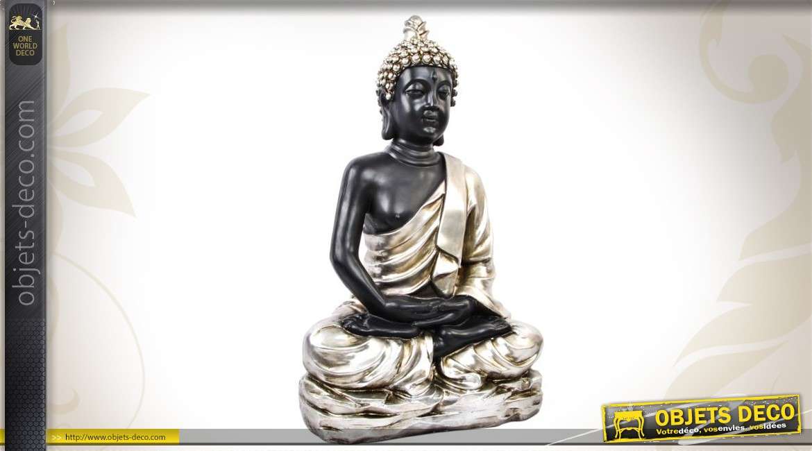 Statuette du Bouddha finition argentée sam?dhi-mudr?