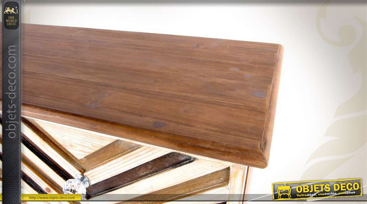 Commode contemporaine en bois à 8 tiroirs motifs chevrons